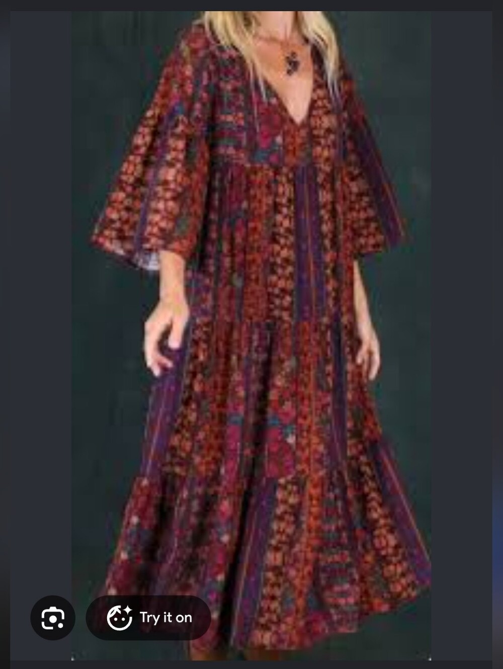 Natural Life Bohemian Floral Tiered Maxi Dress - Burgundy Multi Xxl